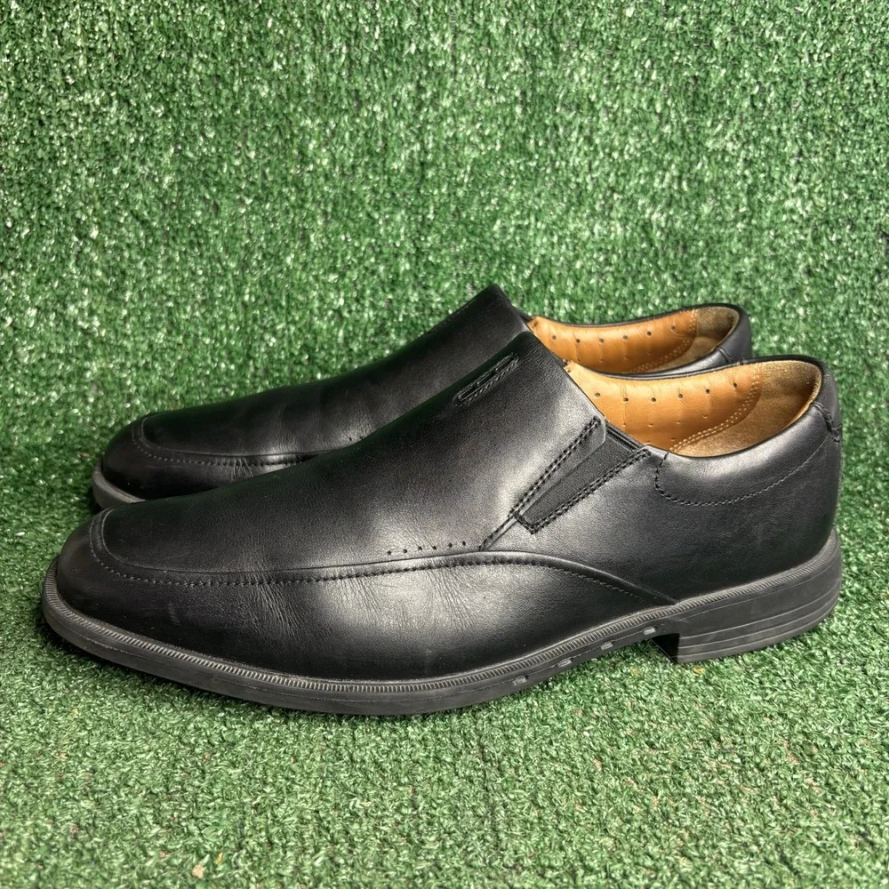 Clarks UnStructured Unbizley Lane Leather Slip On Loafer Dress Shoe Black Men 11